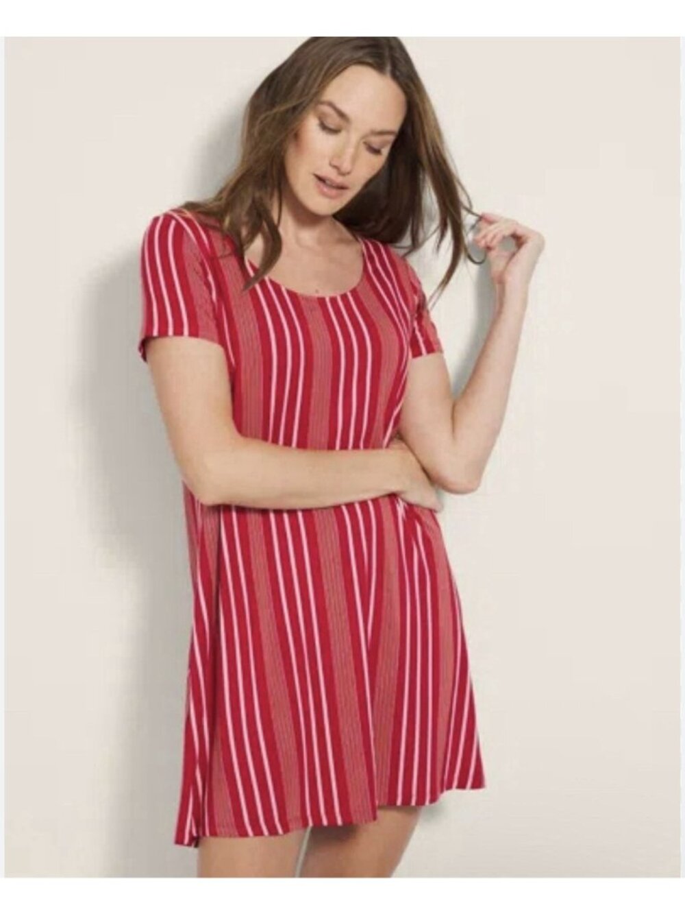 Soma Coool Nights Sleepshirt Medium Show Off Paisley Red Scoopneck  nightgown